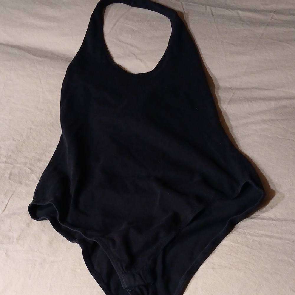 Timing Black Halter Bodysuit